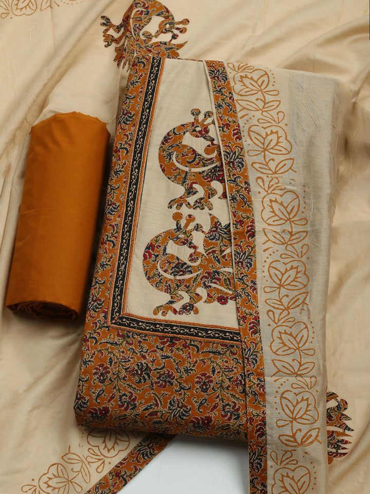 Printed Cotton Blend Unstitched Kurta With Pant &amp; Dupatta