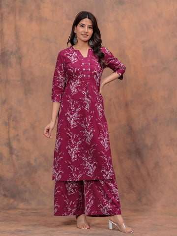 Printed Cotton Kurti With Palazzo