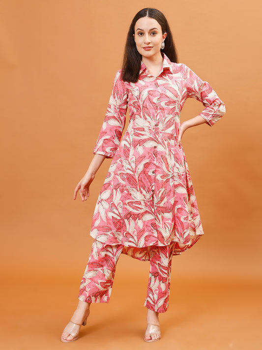 Digital Printed Cotton Blend Kurta With Pants