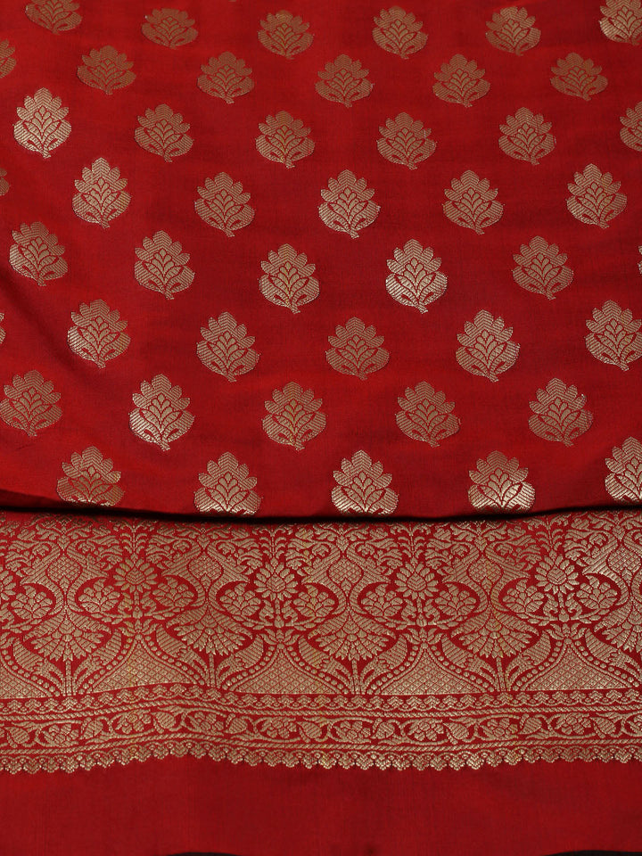 Woven Banarasi Chanderi Unstitched Suit With Dupatta