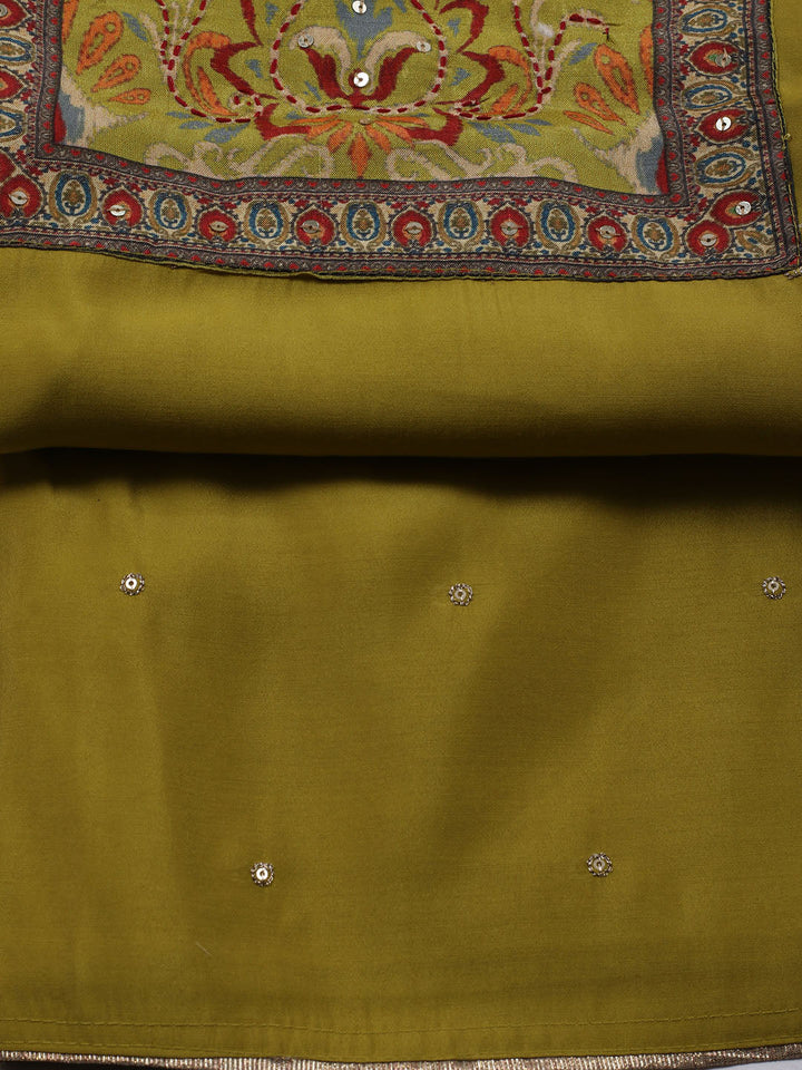 Printed Chanderi Unstitched Suit Piece With Dupatta
