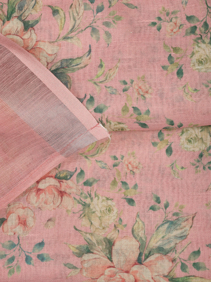 Printed Linen Unstitched Suit Piece With Dupatta