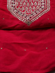 Neck Embroidered Chanderi Unstitched Suit Piece With Dupatta