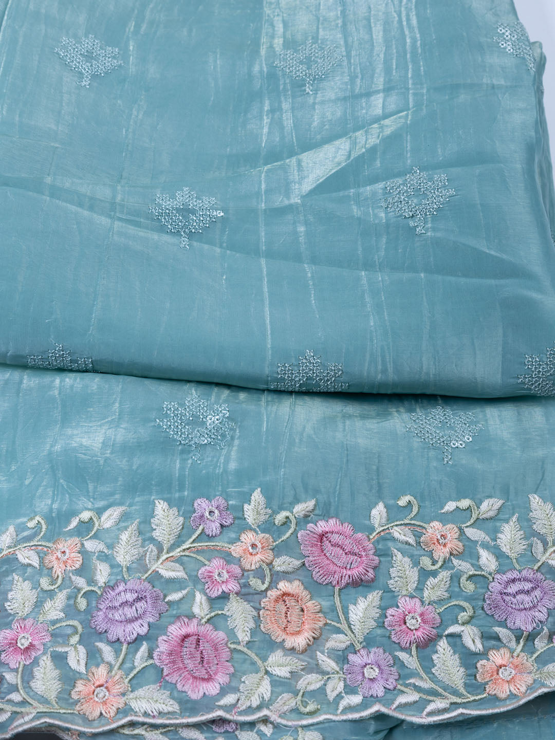 Embroidered Tissue Unstitched Suit With Dupatta