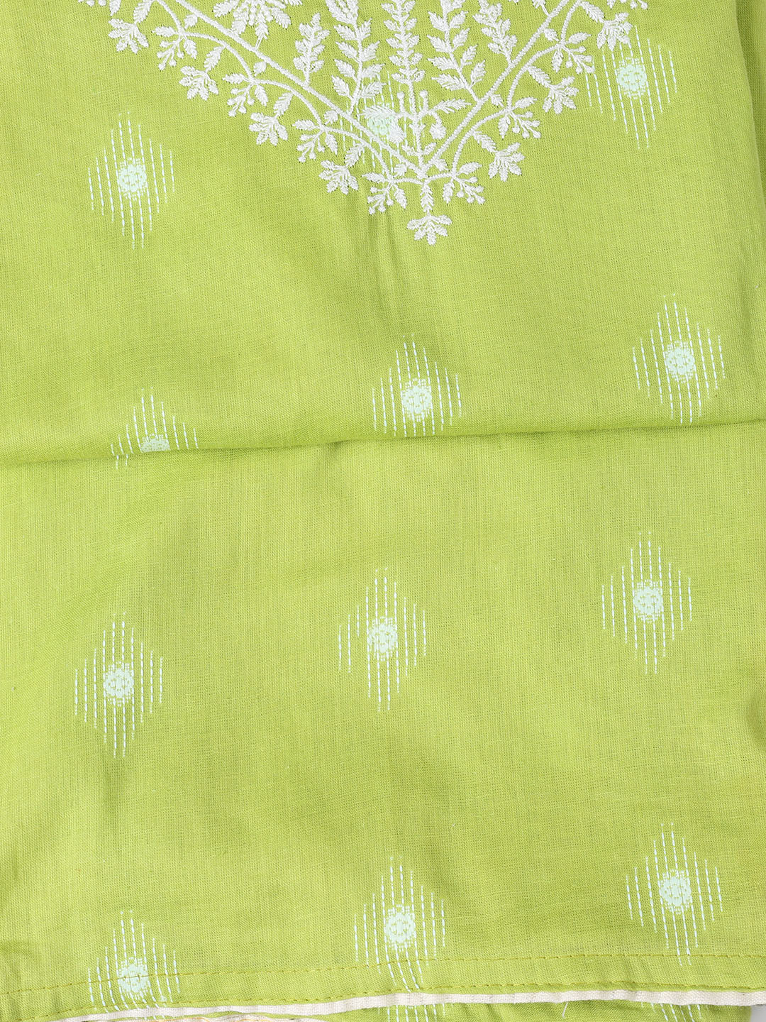 Neck Embroidered Cotton Blend Unstitched Suit Piece With Dupatta