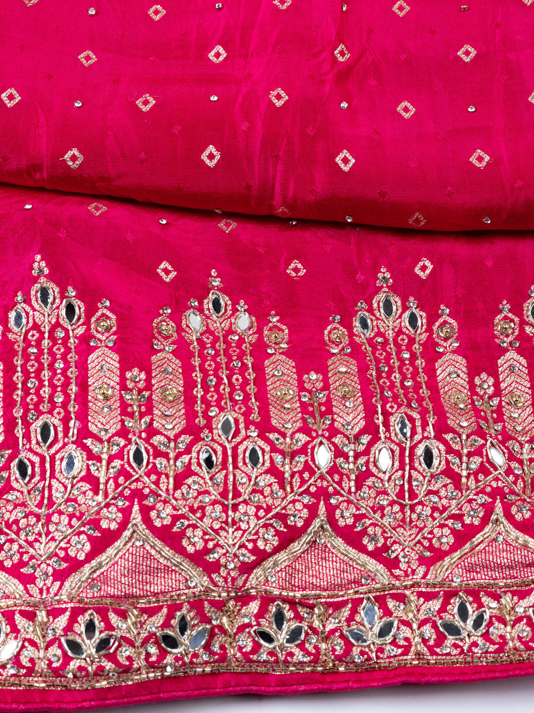 Booti Work Art Silk Unstitched Suit Piece With Dupatta