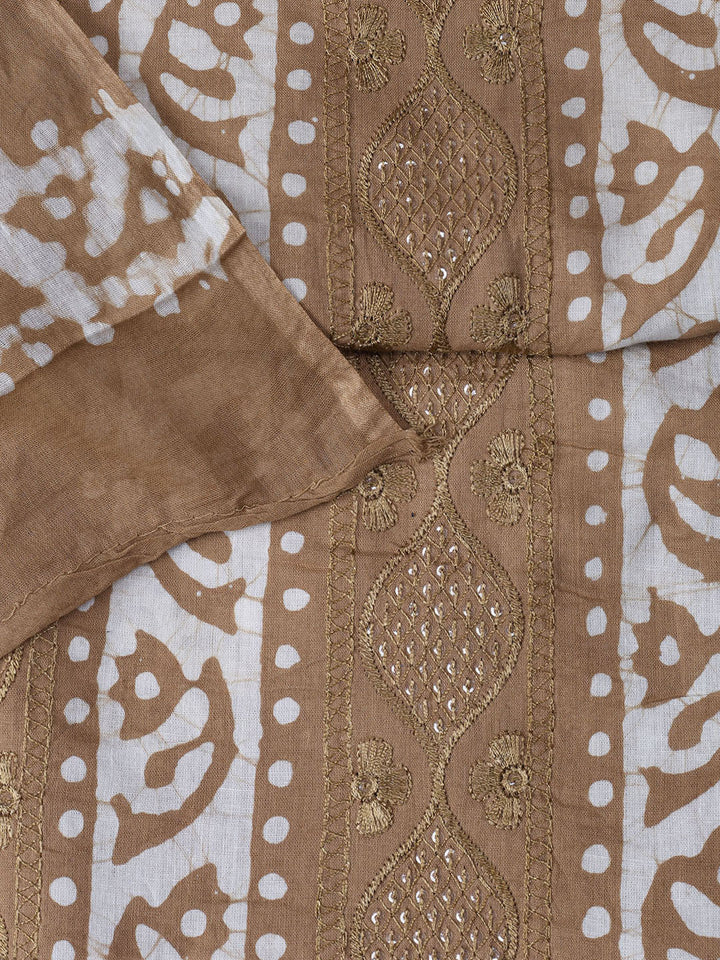Printed Cotton Blend Unstitched Suit With Dupatta