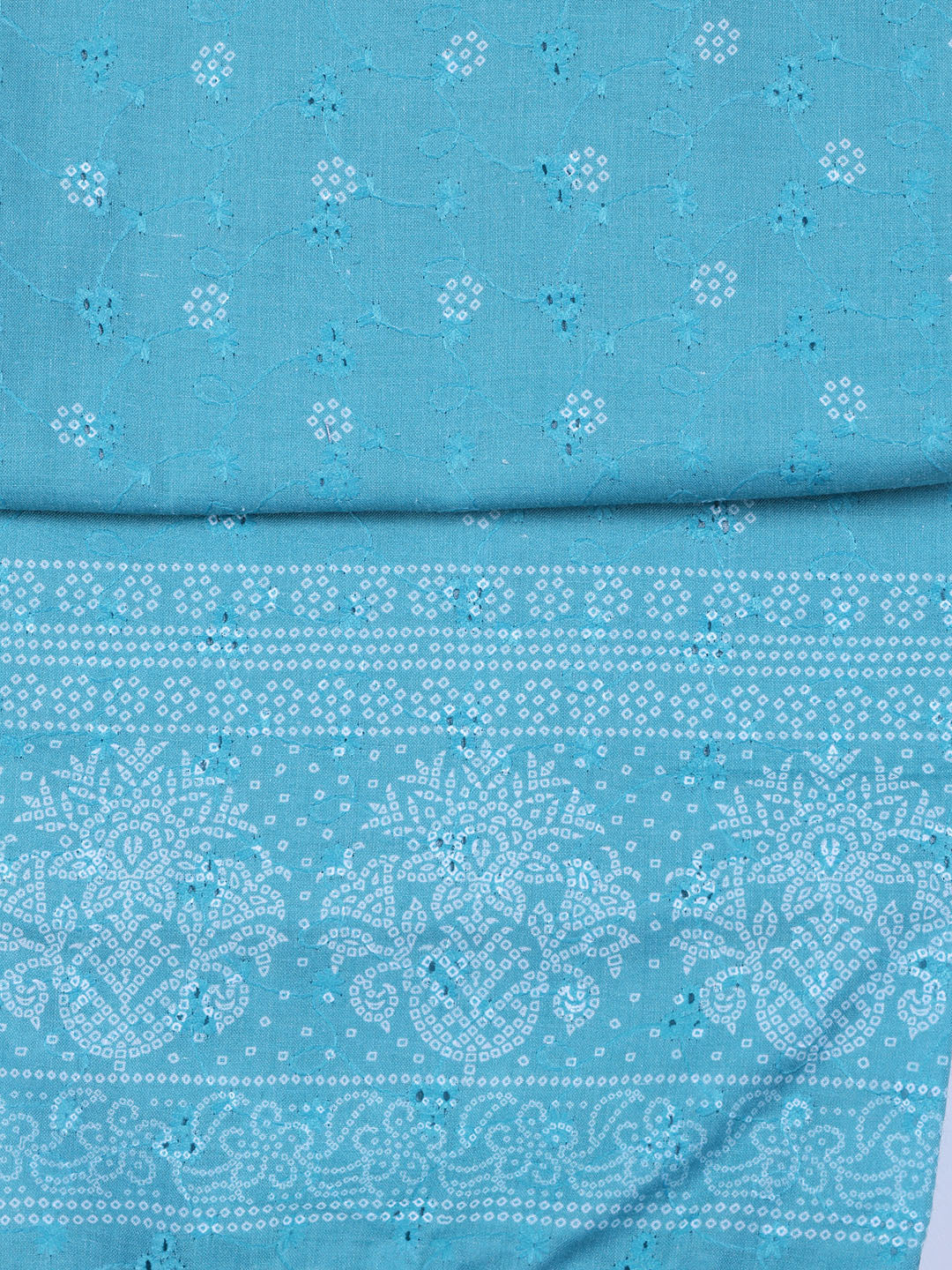 Neck Work Cotton Blend Unstitched Suit With Dupatta