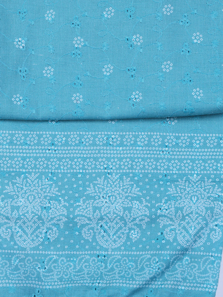 Neck Work Cotton Blend Unstitched Suit With Dupatta