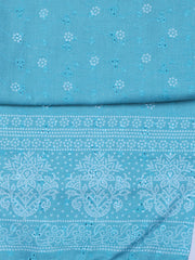 Neck Work Cotton Blend Unstitched Suit With Dupatta