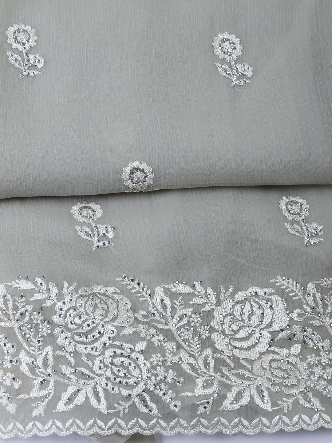 Embroidered Organza Unstitched Suit With Dupatta