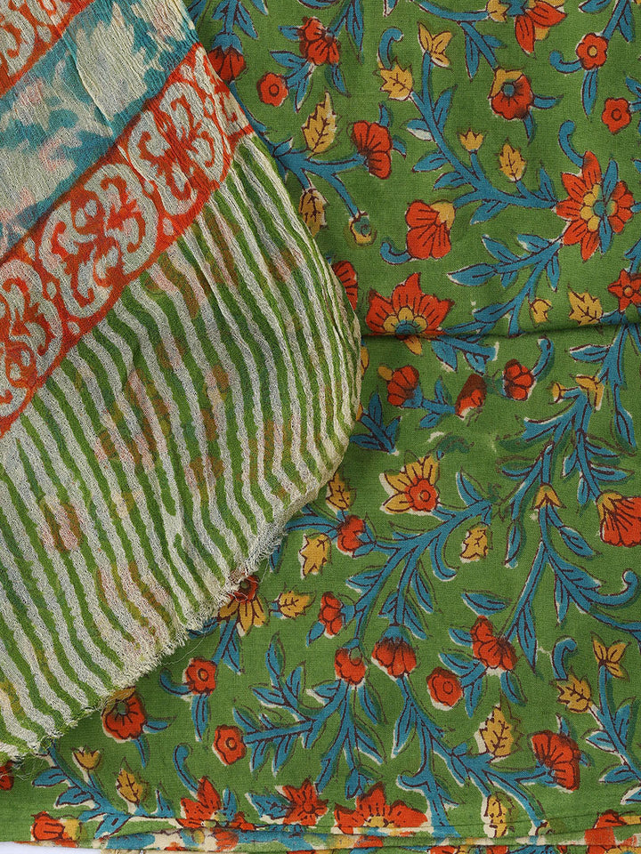 Printed Cotton Blend Unstitched Suit With Dupatta