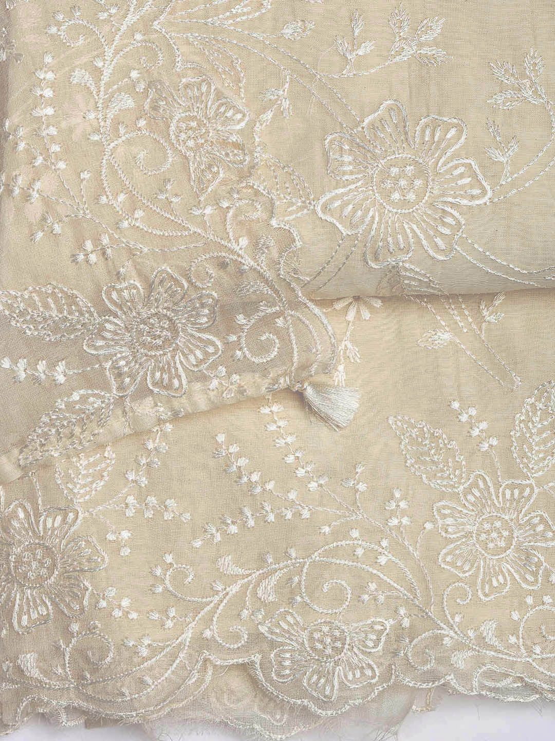 Embroidered Chanderi Unstitched Suit With Dupatta