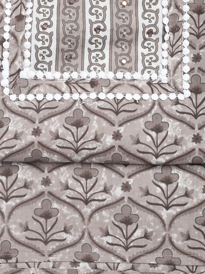 Printed Cotton Blend Unstitched Suit With Dupatta