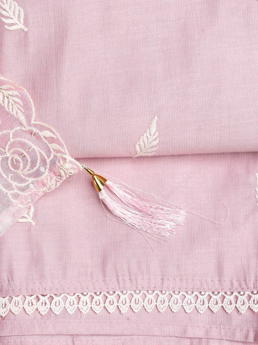 Neck Embroidery Chanderi Unstitched Suit With Dupatta
