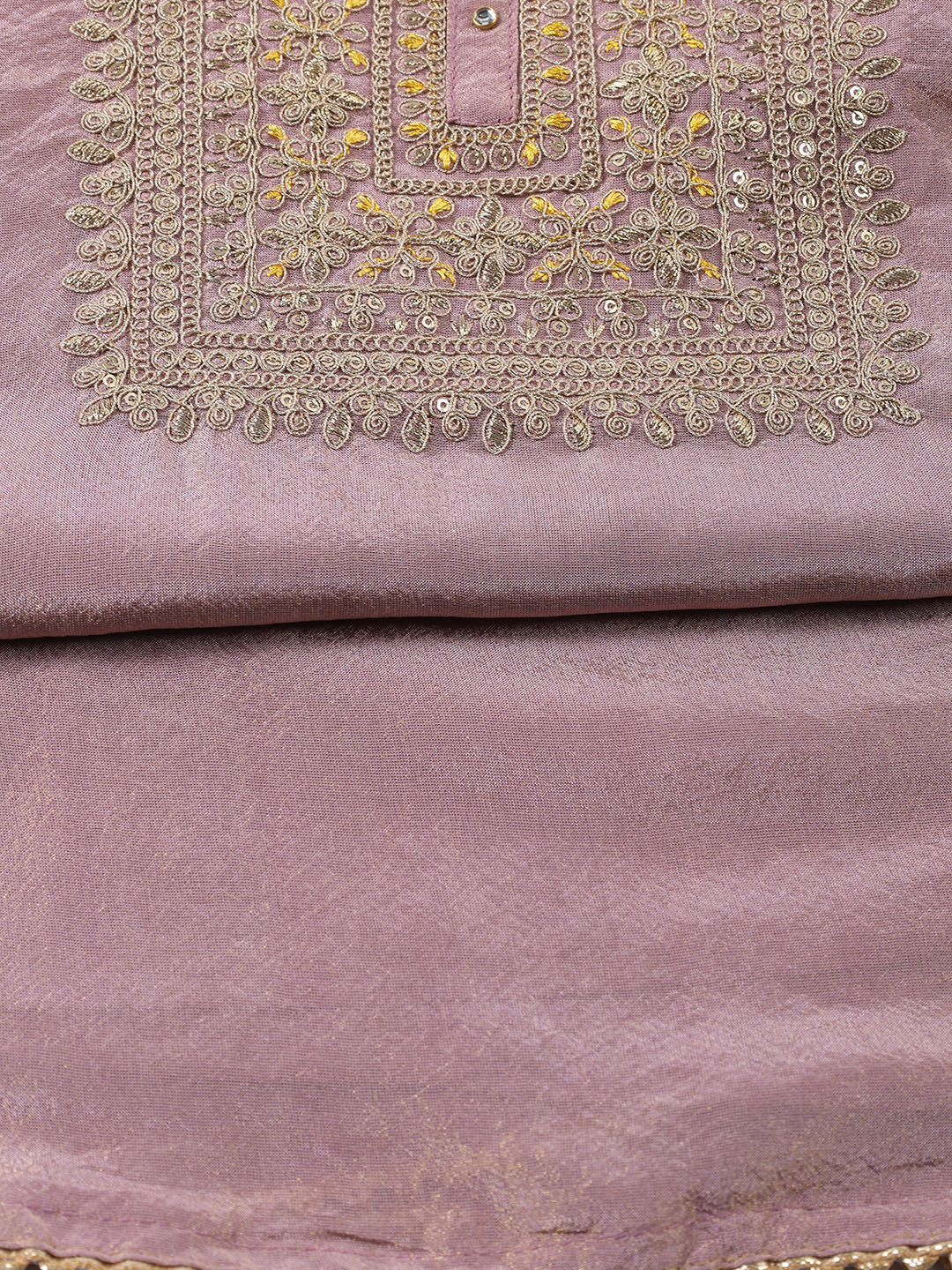 Neck Embroidered Tissue Unstitched Suit With Dupatta