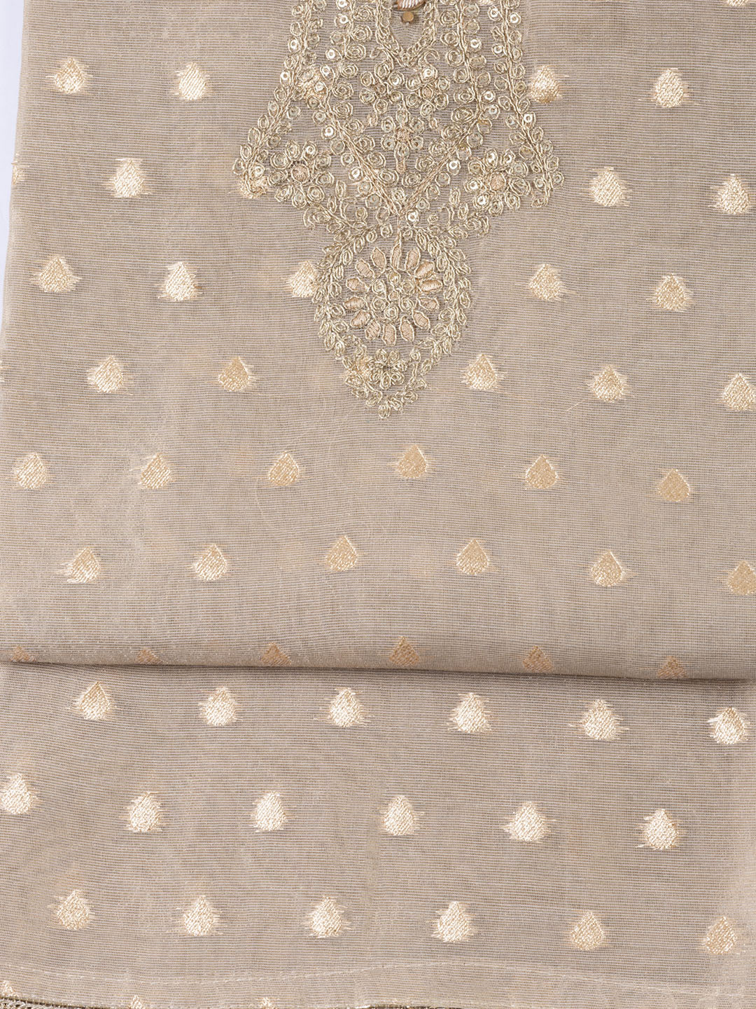 Neck Embroidered Tissue Unstitched Suit Piece With Dupatta