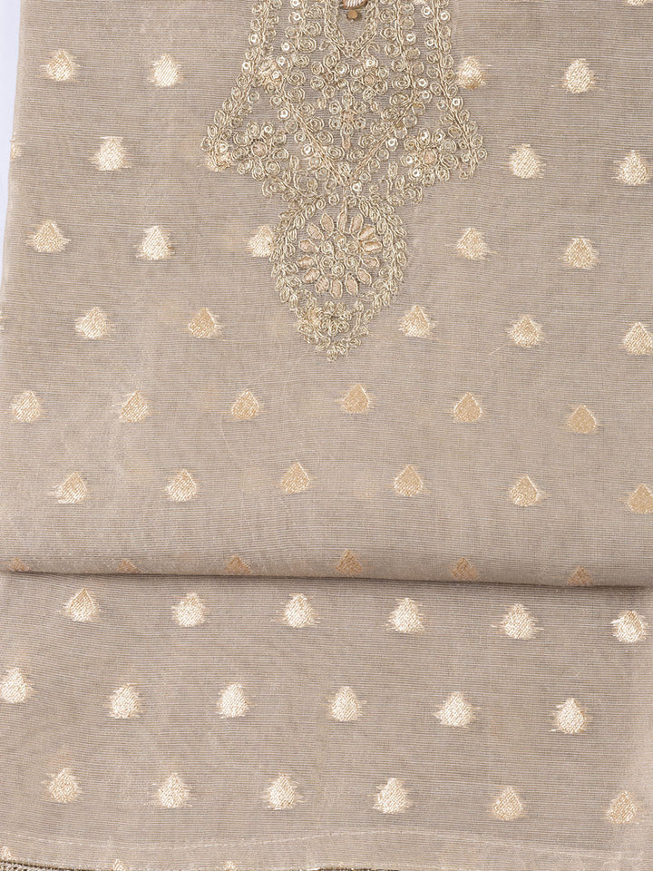 Neck Embroidered Tissue Unstitched Suit Piece With Dupatta