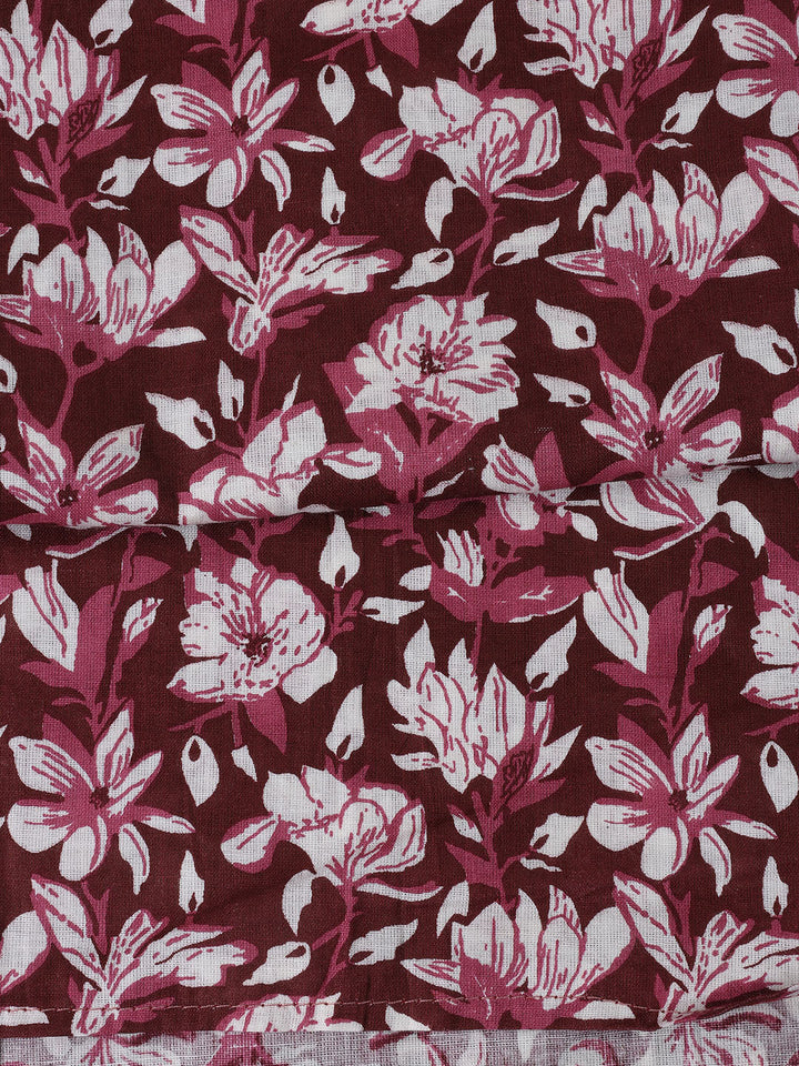 Printed Cotton Blend Unstitched Suit With Dupatta