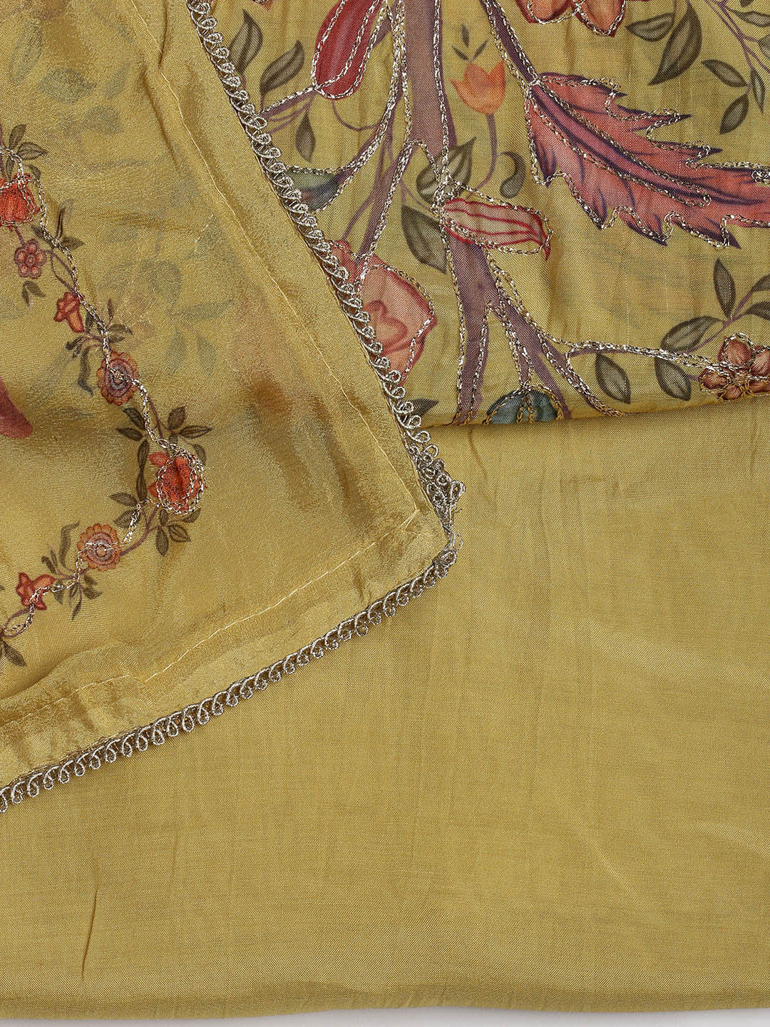 Gota Work Muslin Unstitched Suit Piece With Dupatta