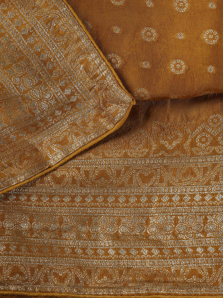 Embroidered Art Silk Unstitched Suit Piece With Dupatta