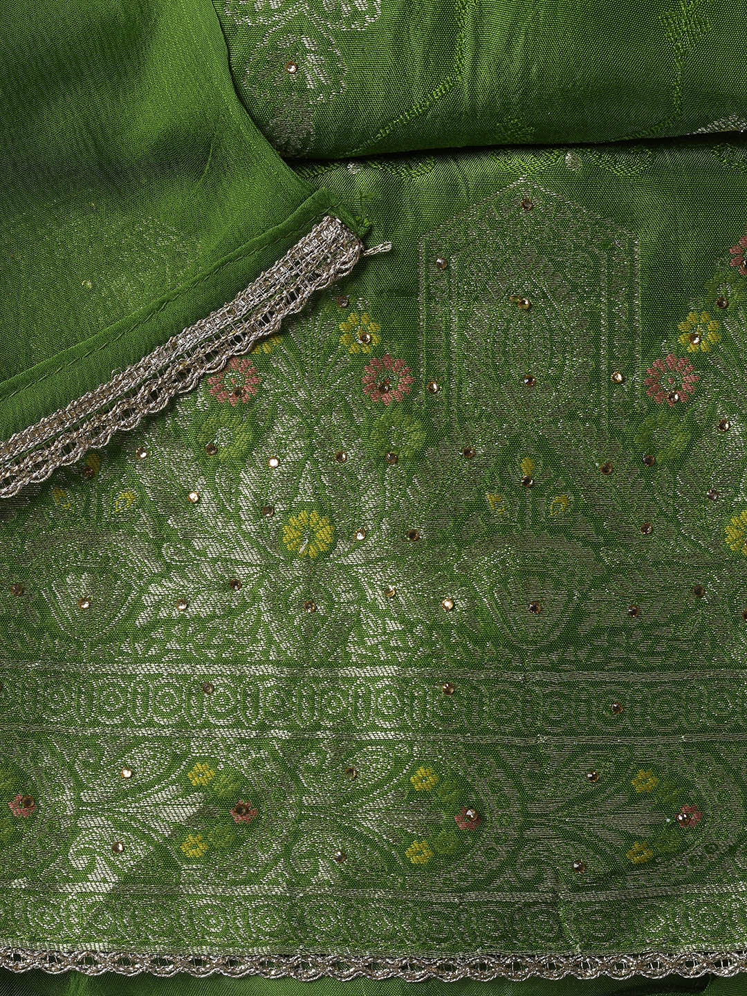 Woven Chanderi Unstitched Suit Piece With Dupatta