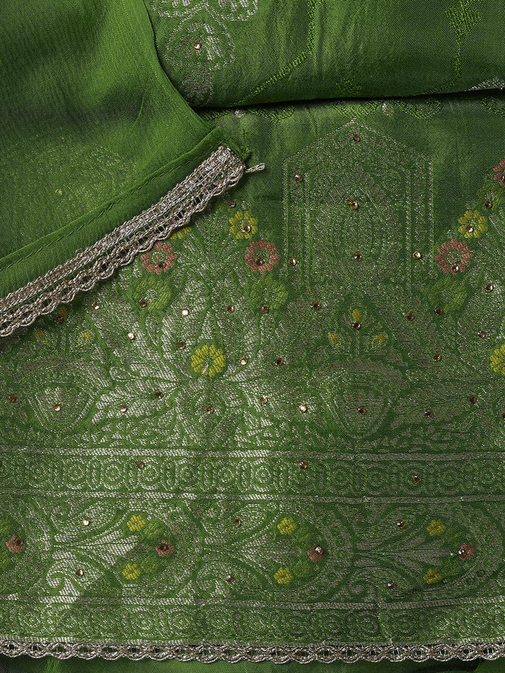 Woven Chanderi Unstitched Suit Piece With Dupatta