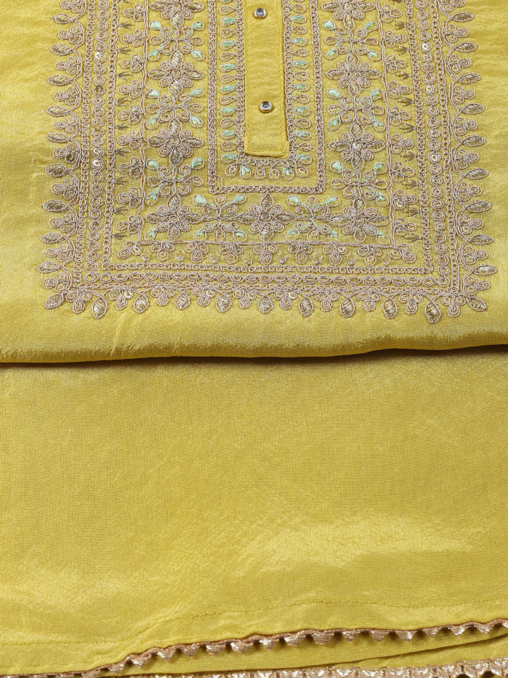 Neck Embroidered Tissue Unstitched Suit With Dupatta
