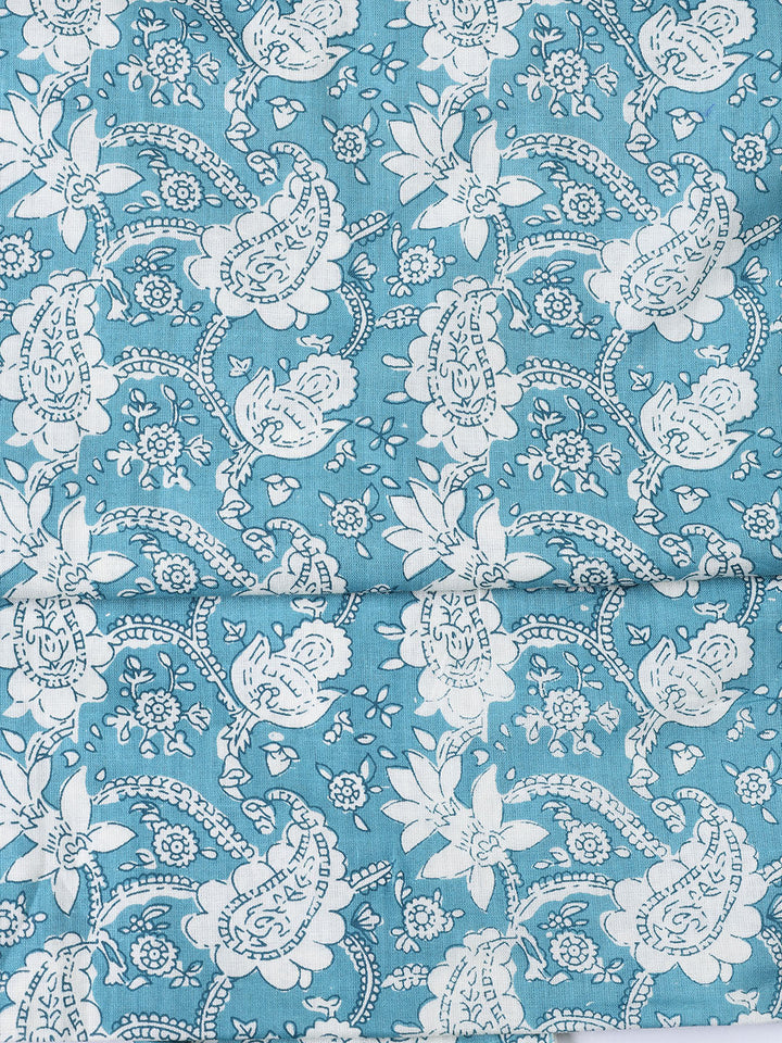 Printed Cotton Blend Unstitched Suit With Dupatta