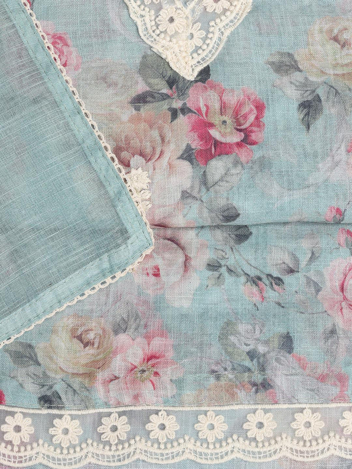 Printed Linen Unstitched Suit Piece With Dupatta