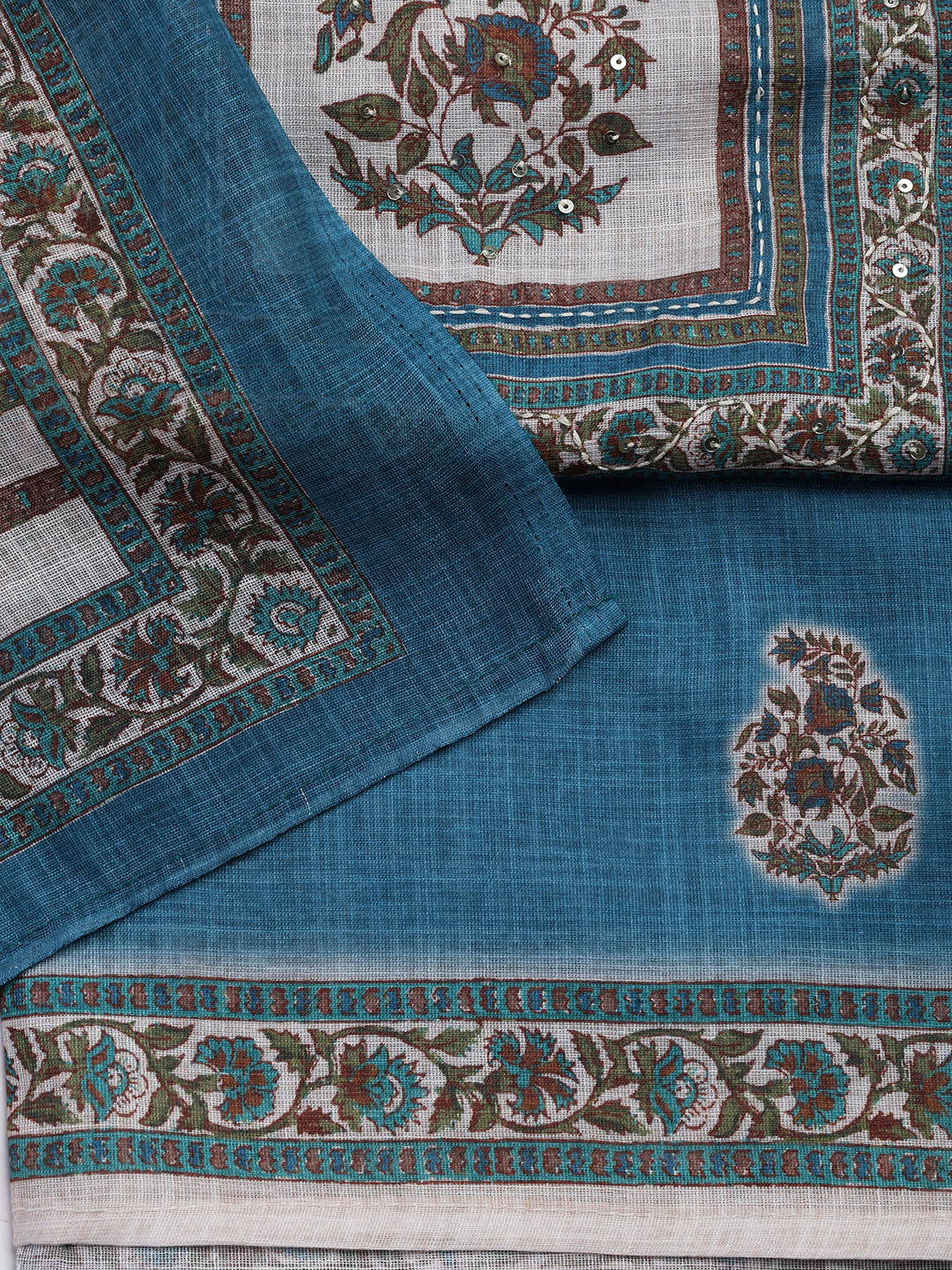 Printed Chanderi Unstitched Suit With Dupatta