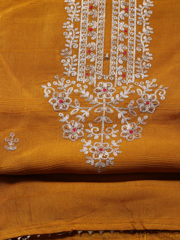 Neck Embroidery Tissue Unstitched Suit Piece With Dupatta