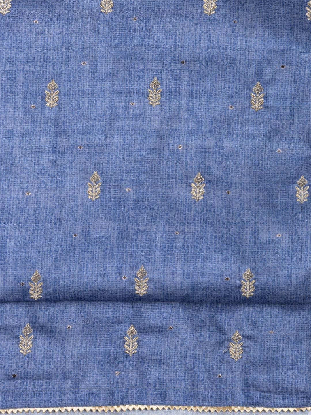 Neck Embroidered Tussar Unstitched Suit With Dupatta