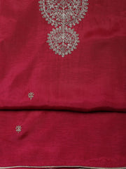 Neck Embroidered Chanderi Unstitched Suit Piece With Dupatta