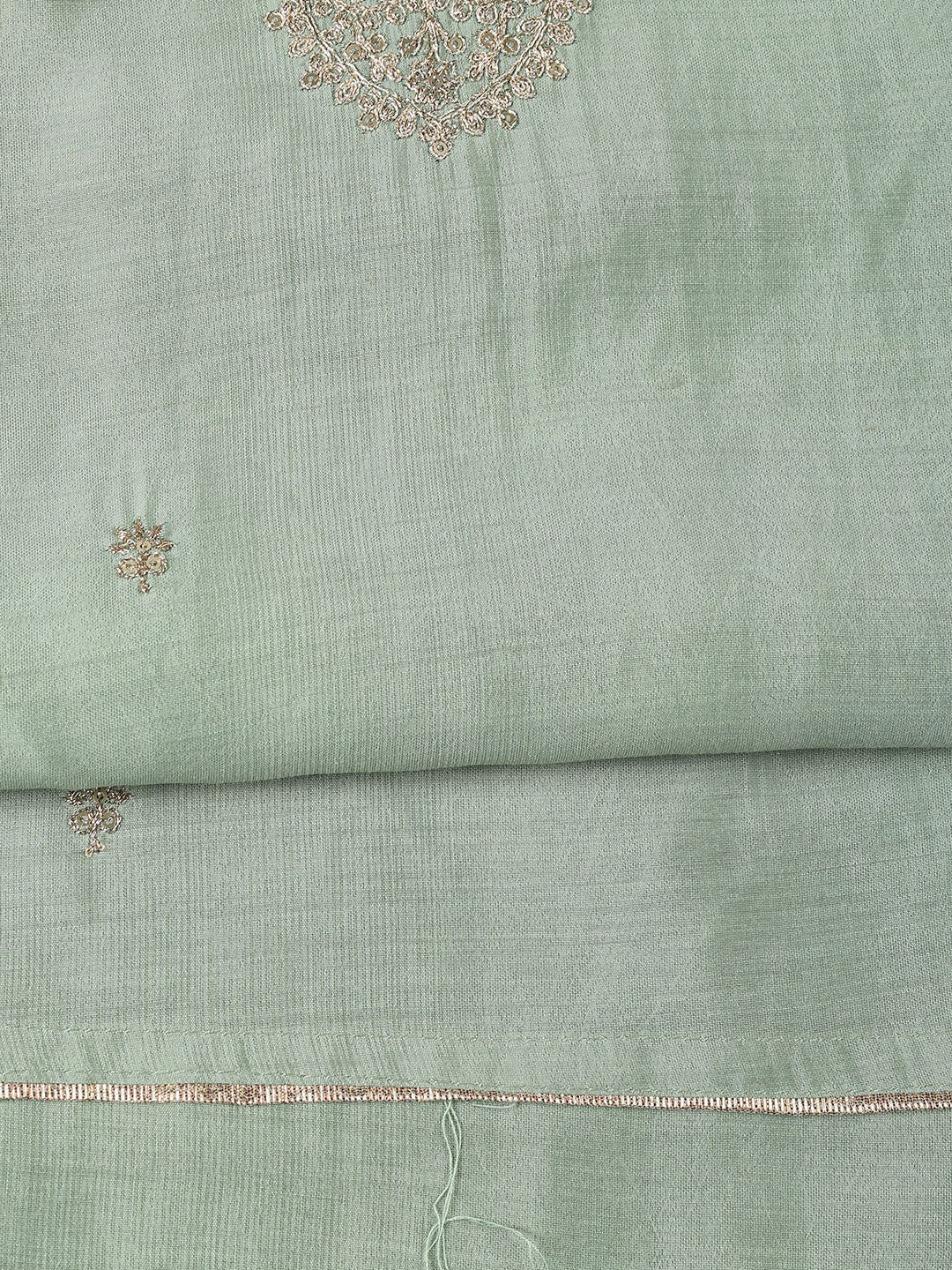 Neck Embroidered Chanderi Unstitched Suit Piece With Dupatta
