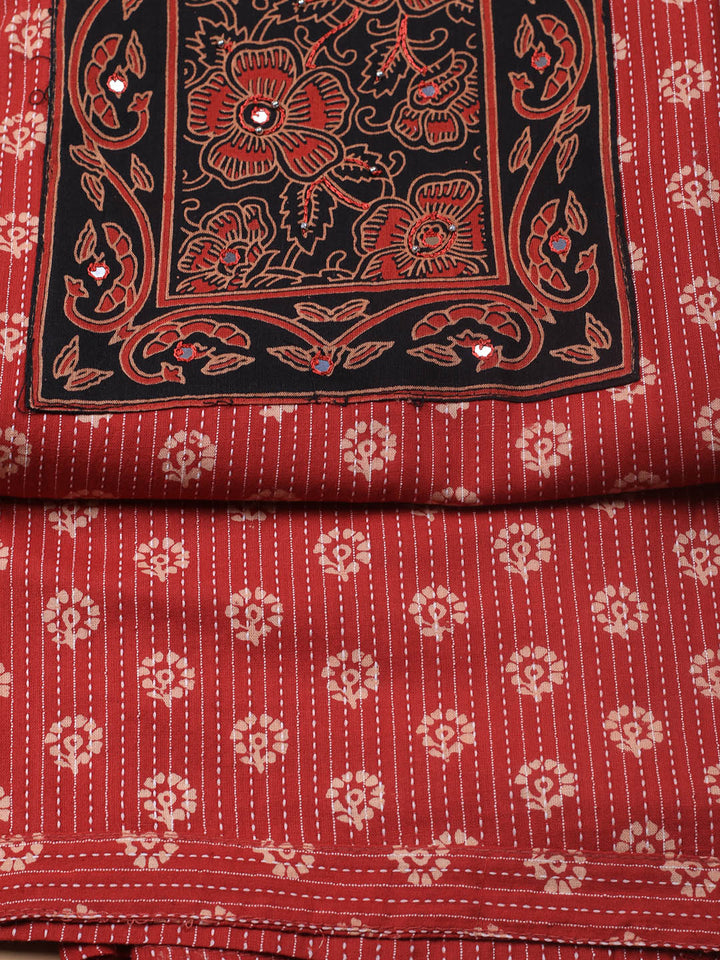Printed Cotton Blend Unstitched Suit With Dupatta