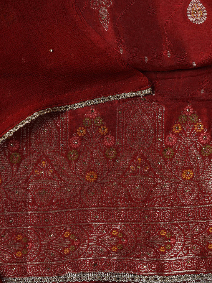 Woven Chanderi Unstitched Suit Piece With Dupatta