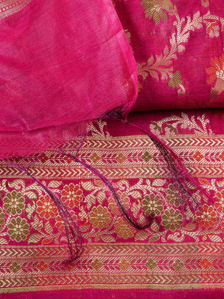 Woven Chanderi Unstitched Suit With Dupatta