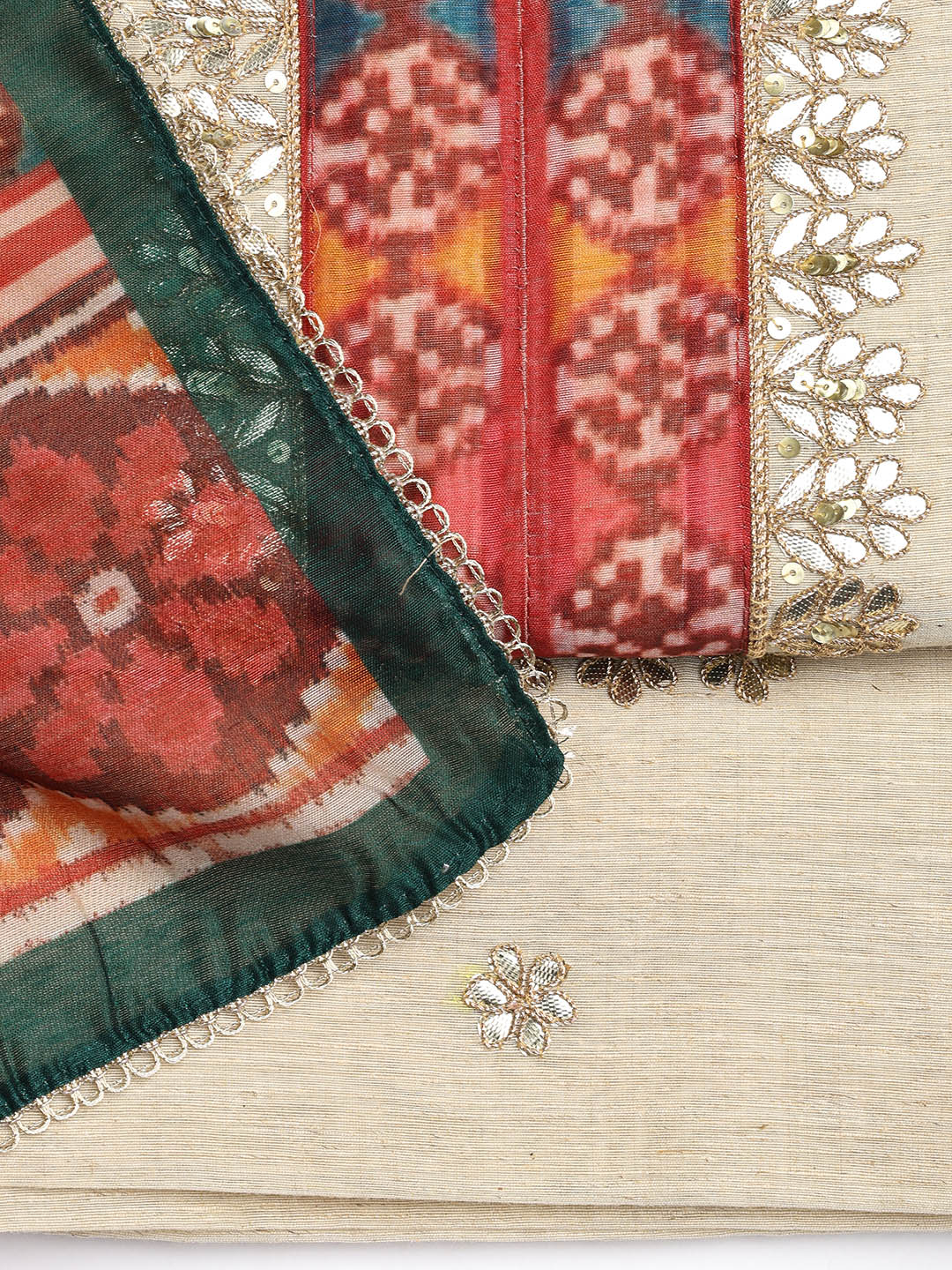Printed Linen Unstitched Suit With Dupatta