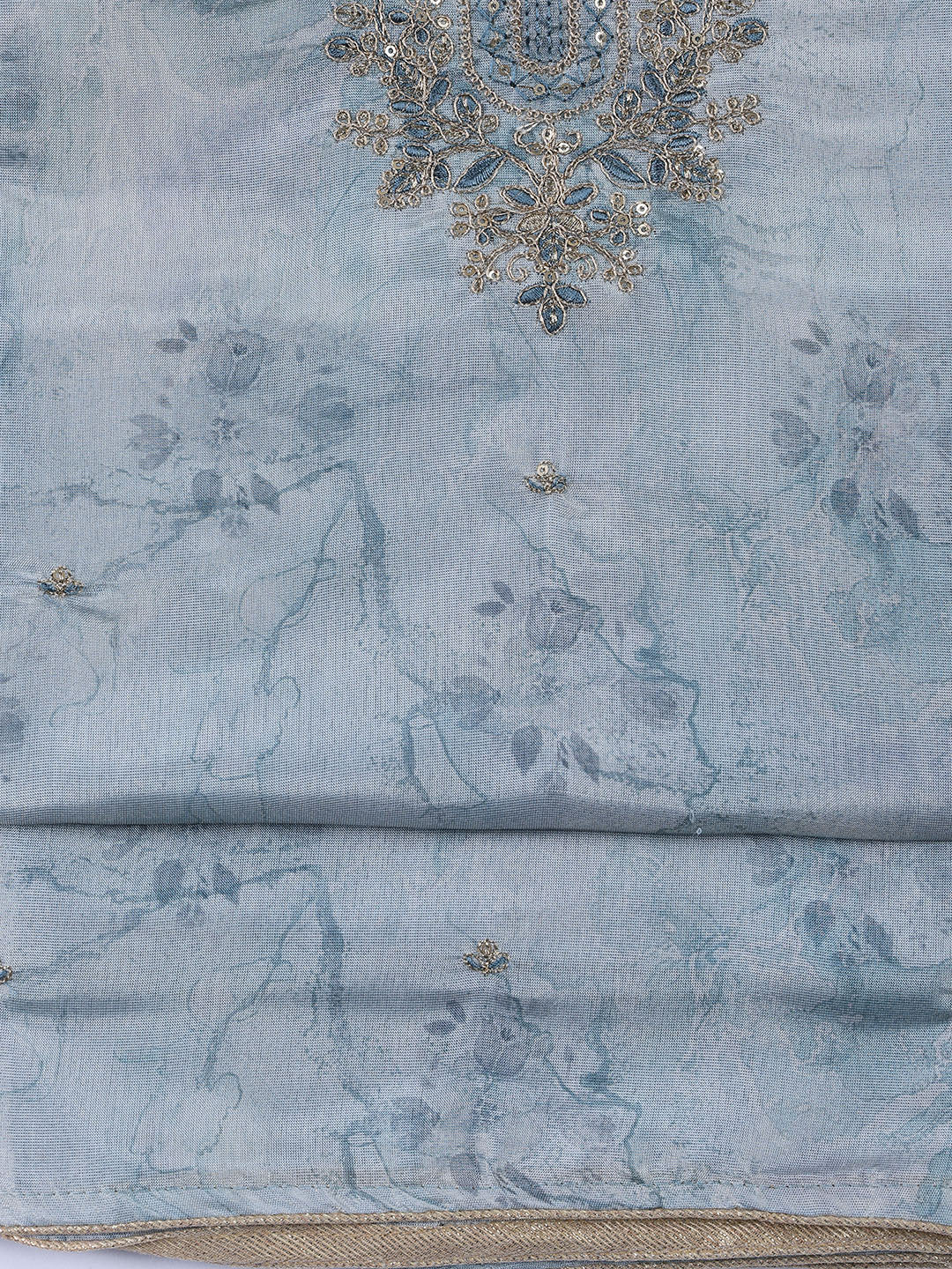 Neck Embroidery Tissue Unstitched Suit With Dupatta