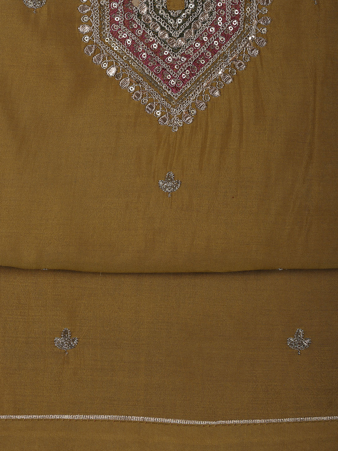 Embroidery Chanderi Unstitched Suit With Dupatta