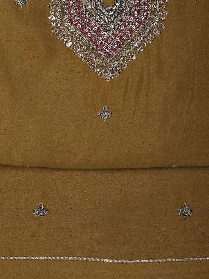 Embroidery Chanderi Unstitched Suit With Dupatta