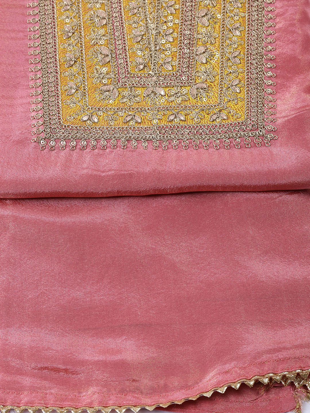 Neck Embroidered Tissue Unstitched Suit With Dupatta