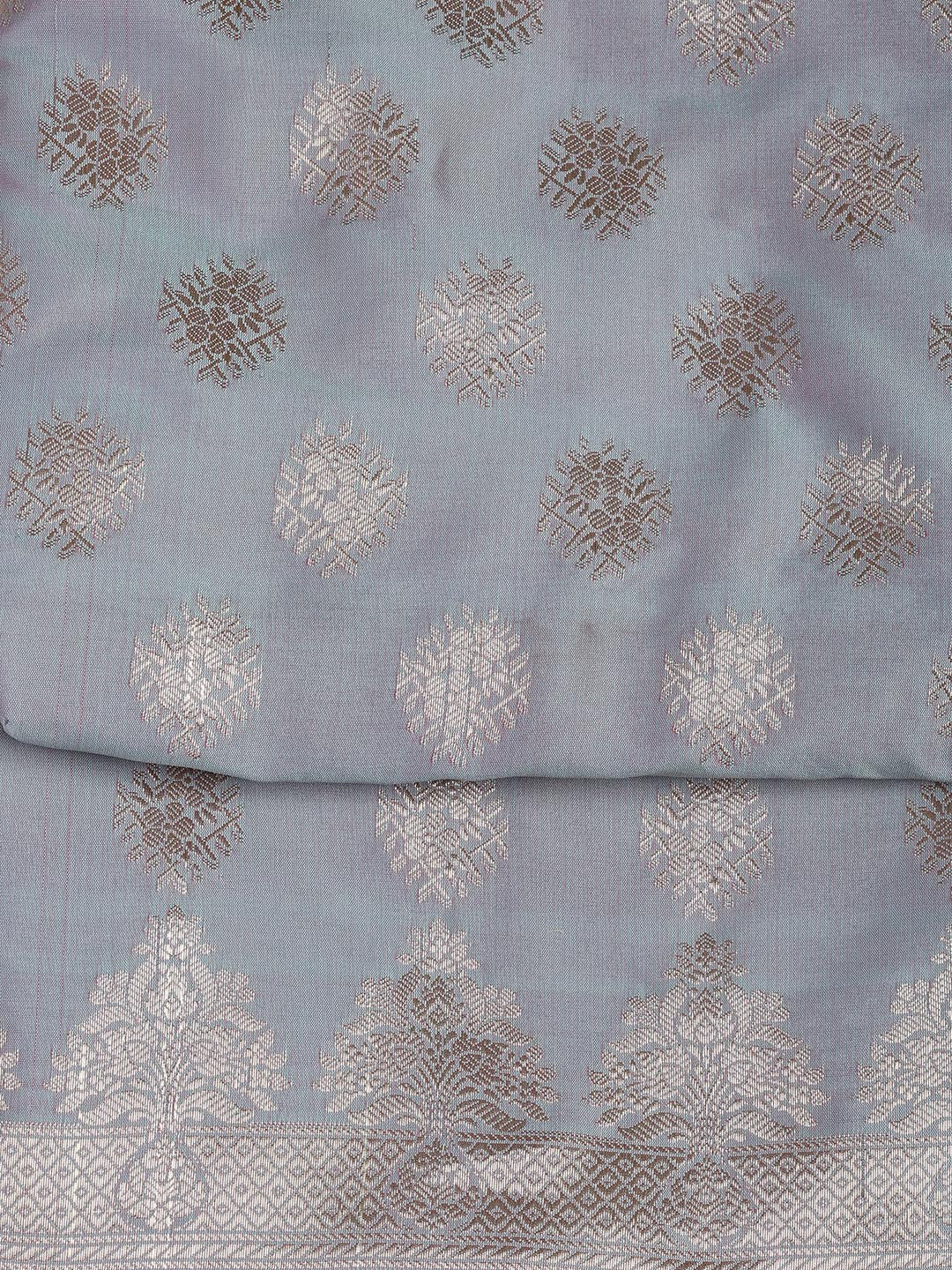 Floral Woven Booti Chanderi Unstitched Suit With Dupatta