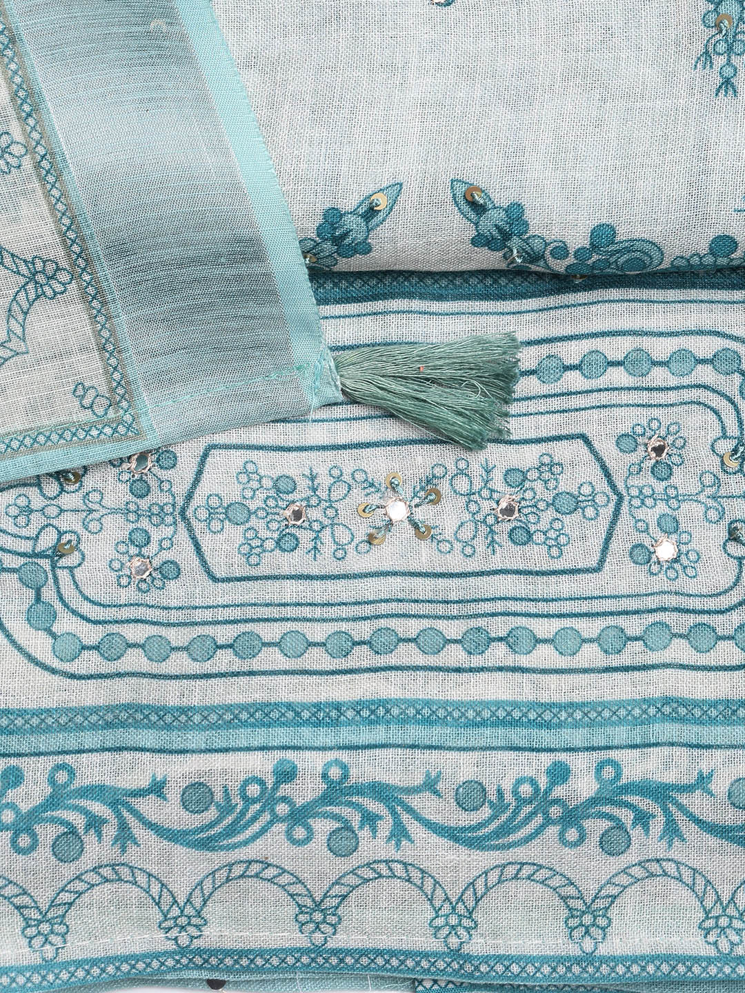 Printed Linen Unstitched Suit With Dupatta