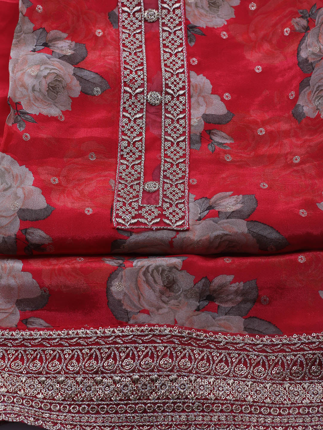 Printed Crepe Unstitched Suit With Dupatta