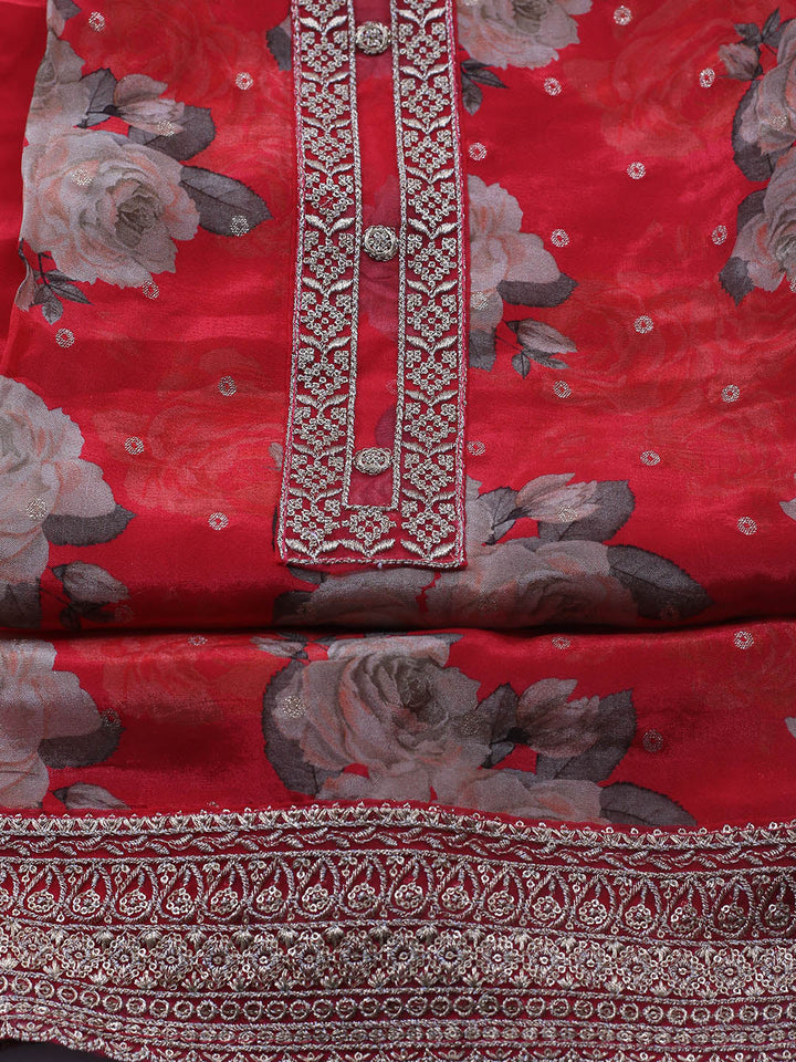 Printed Crepe Unstitched Suit With Dupatta