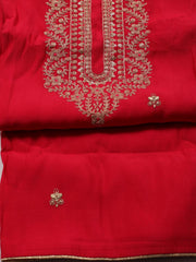 Neck Embroidery Chanderi Unstitched Suit Piece With Dupatta