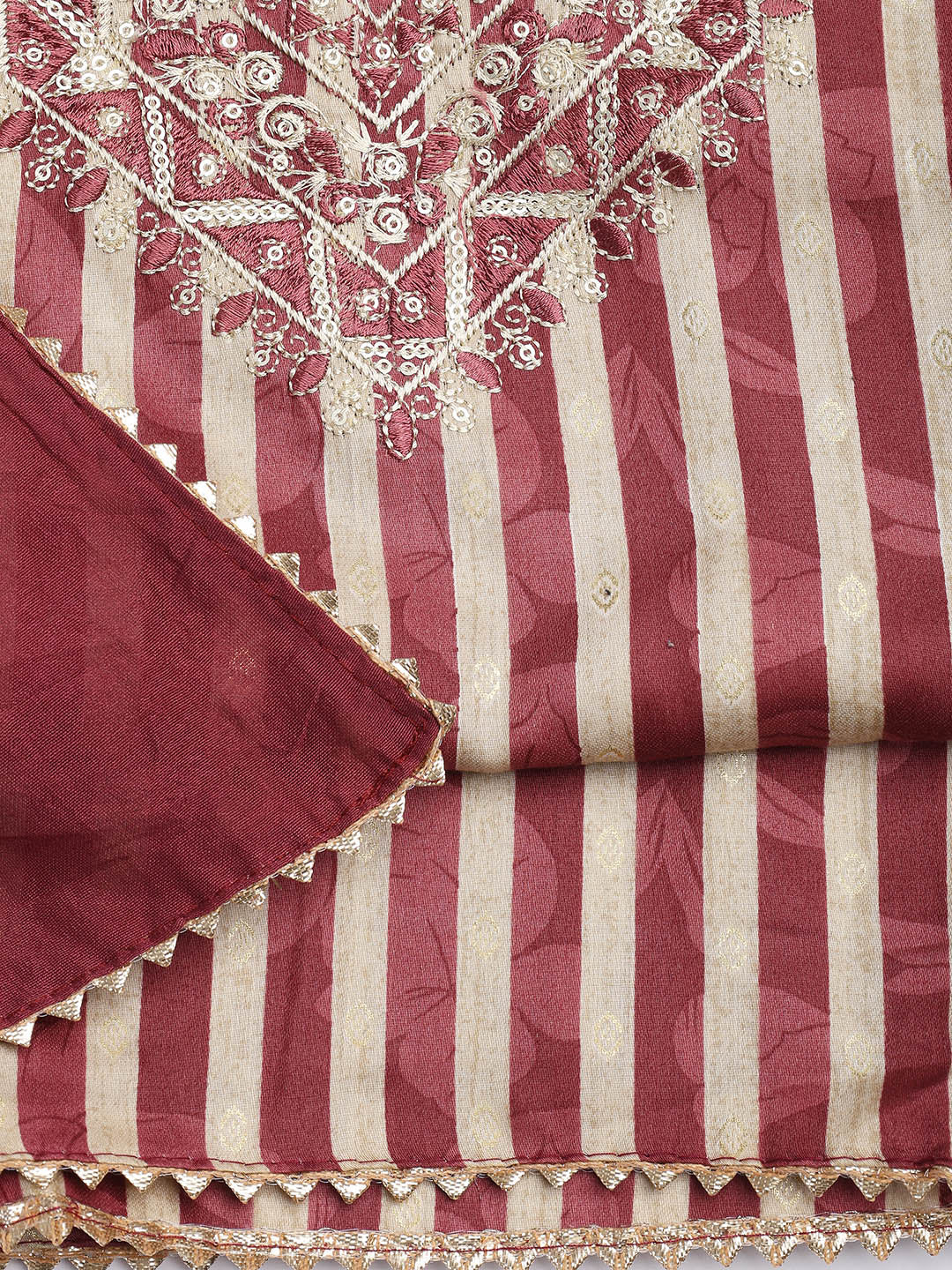 Neck Embroidered Cotton Blend Unstitched Suit Piece With Dupatta