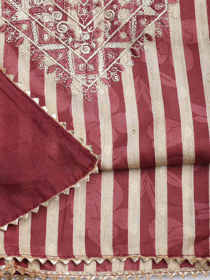 Neck Embroidered Cotton Blend Unstitched Suit Piece With Dupatta